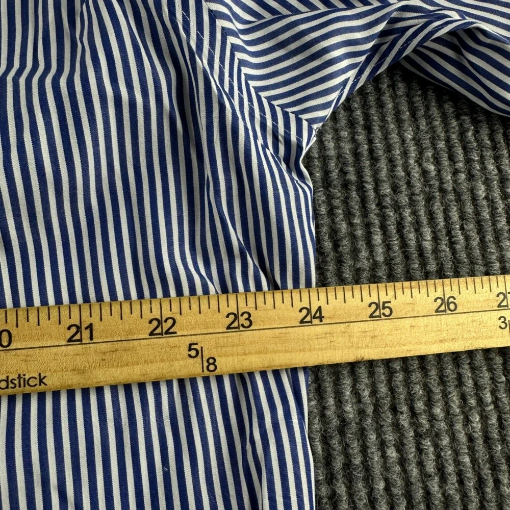 Polo Ralph Lauren Mens Classic Fit Easy Care Striped Dress Shirt Blue White L